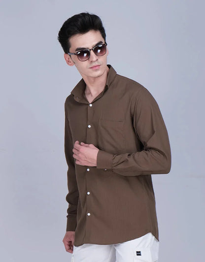 Brown Shirt White Cargo Pants Combo