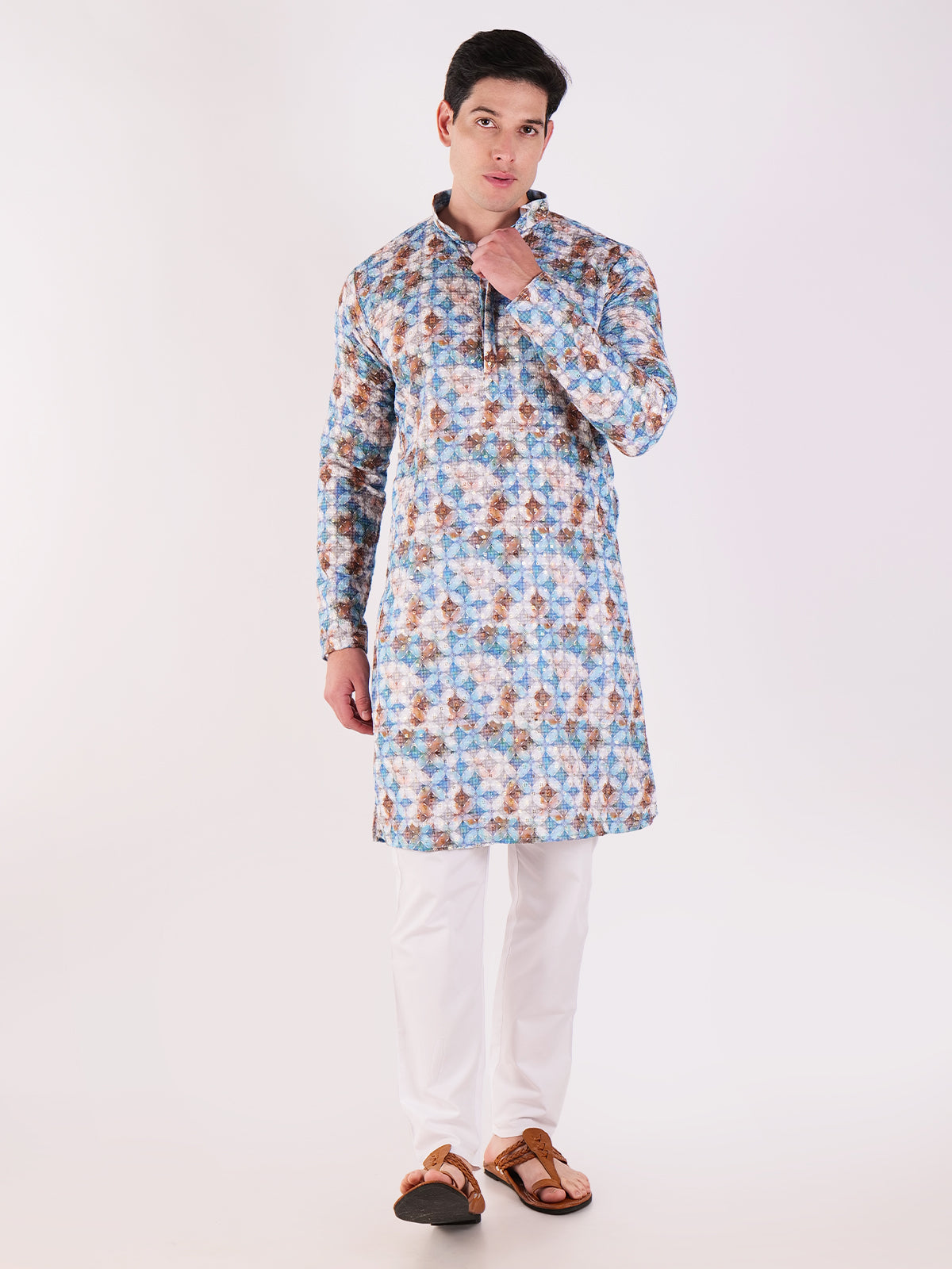 Mosaic Print Cotton Kurta Set