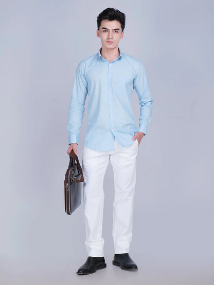Blue Shirt White Trouser Combo