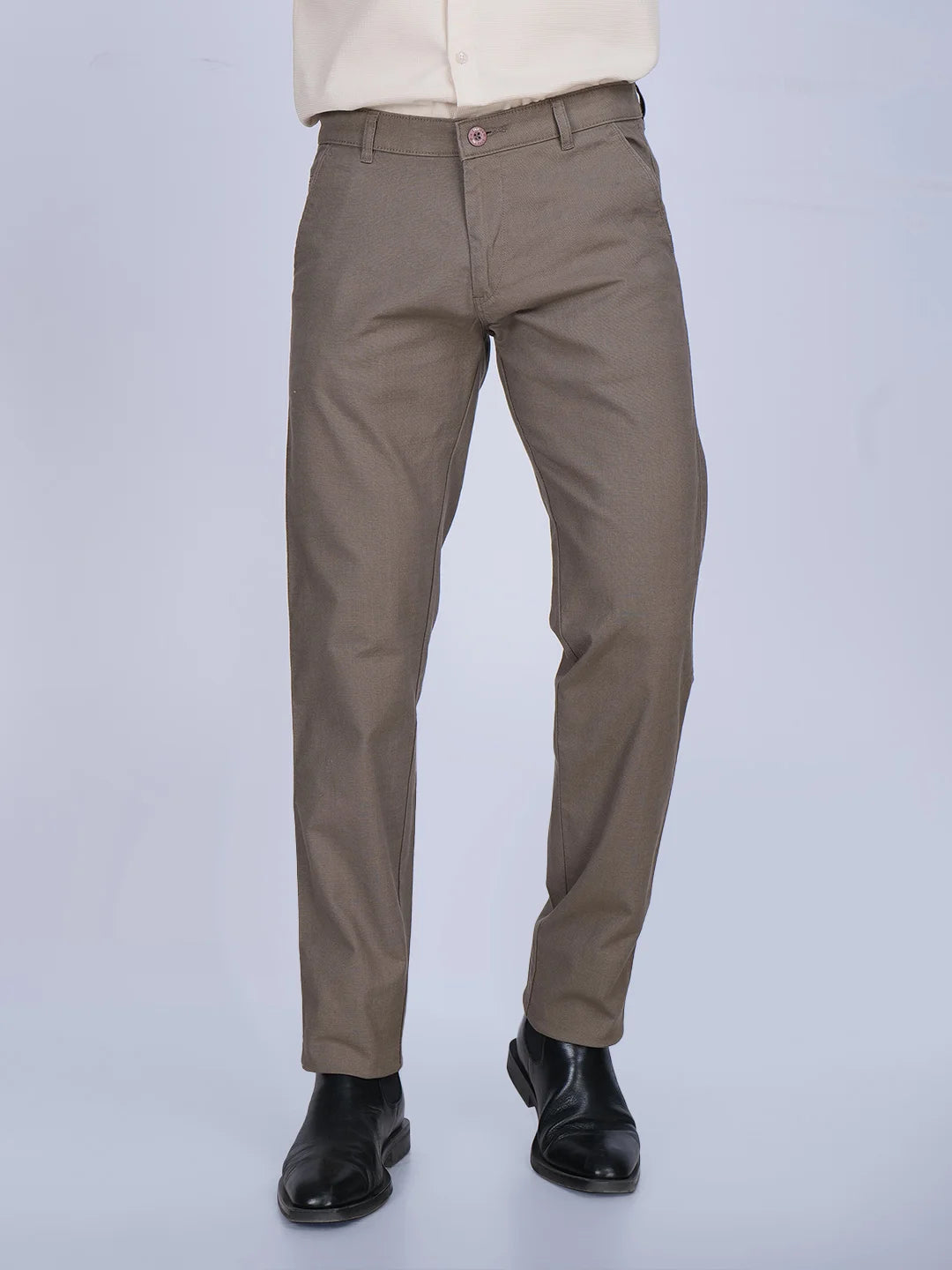 Beige Shirt Brown Trouser Combo