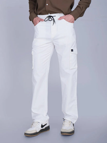 Brown Shirt White Cargo Pants Combo