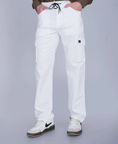 White Relaxed Fit Cargo Pants