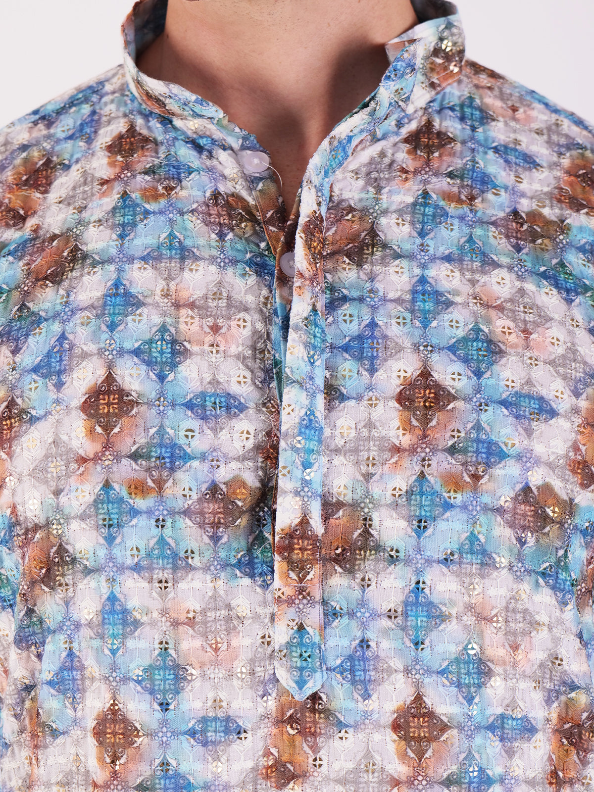 Mosaic Print Cotton Kurta Set