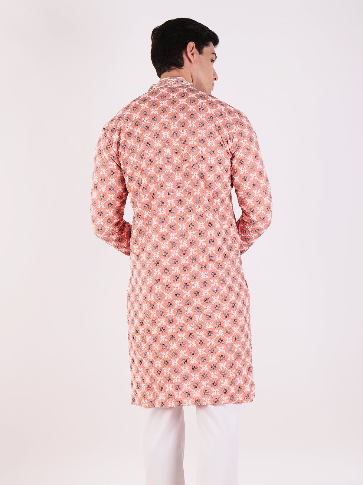 Peach Embroidered Kurta Set