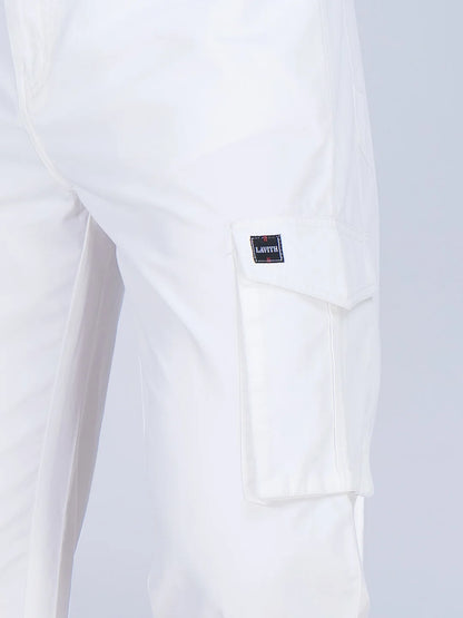 White Relaxed Fit Cargo Pants