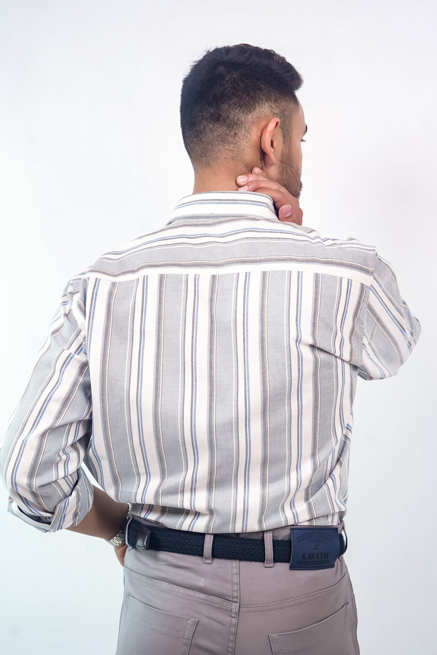 Slim-Fit Grey Striped Shirt